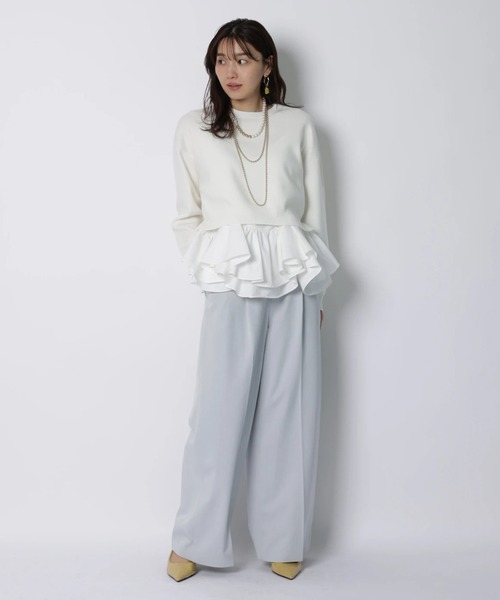 JUSGLITTY(ジャスグリッティー)の「フリルキャミレイヤードニット(ニット/セーター・レディース・ホワイト/ネイビー/ベージュ・2)」の9枚目の写真