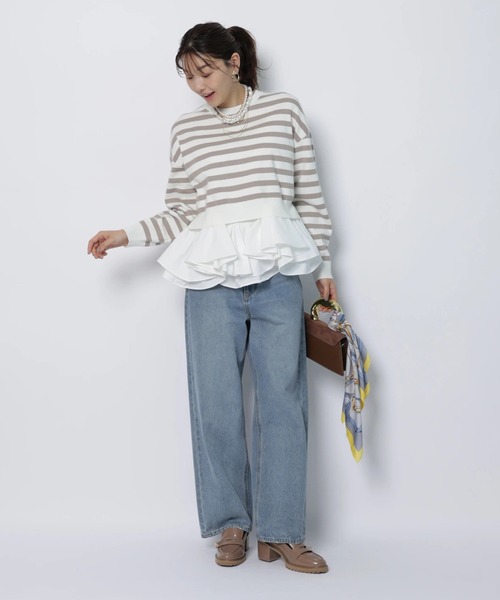 JUSGLITTY(ジャスグリッティー)の「フリルキャミレイヤードニット(ニット/セーター・レディース・ホワイト/ネイビー/ベージュ・2)」の15枚目の写真