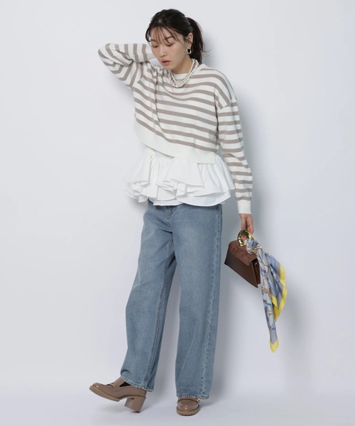 JUSGLITTY(ジャスグリッティー)の「フリルキャミレイヤードニット(ニット/セーター・レディース・ホワイト/ネイビー/ベージュ・2)」の17枚目の写真