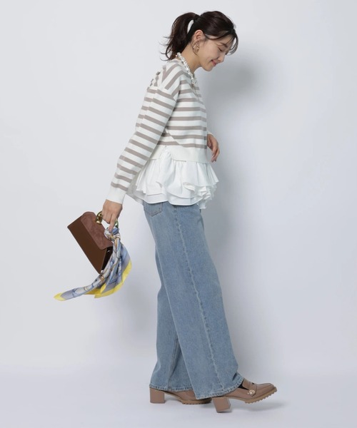 JUSGLITTY(ジャスグリッティー)の「フリルキャミレイヤードニット(ニット/セーター・レディース・ホワイト/ネイビー/ベージュ・2)」の19枚目の写真