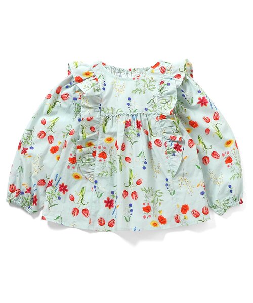 Boribon（ボリボン）の「ガーデンフラワーフリルブラウス（シャツ/ブラウス・キッズ・サックスブルー/オフホワイト・120/110/100/90/80）」の11枚目の写真