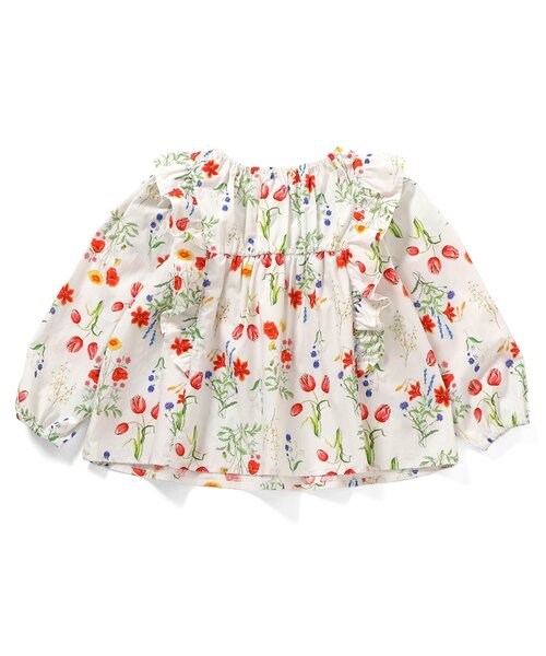Boribon（ボリボン）の「ガーデンフラワーフリルブラウス（シャツ/ブラウス・キッズ・サックスブルー/オフホワイト・120/110/100/90/80）」の12枚目の写真