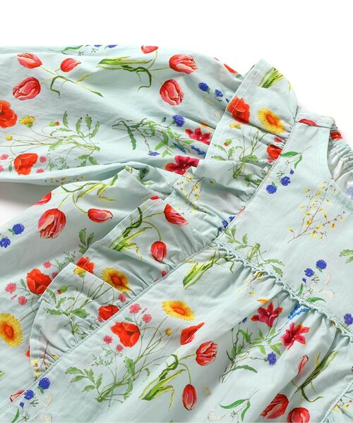 Boribon（ボリボン）の「ガーデンフラワーフリルブラウス（シャツ/ブラウス・キッズ・サックスブルー/オフホワイト・120/110/100/90/80）」の16枚目の写真