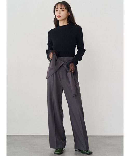 MURUA（ムルーア）の「チュールカフスリブニット（ニット/セーター・レディース・ホワイト/ミント/ブルー/ブラック・FREE）」の8枚目の写真