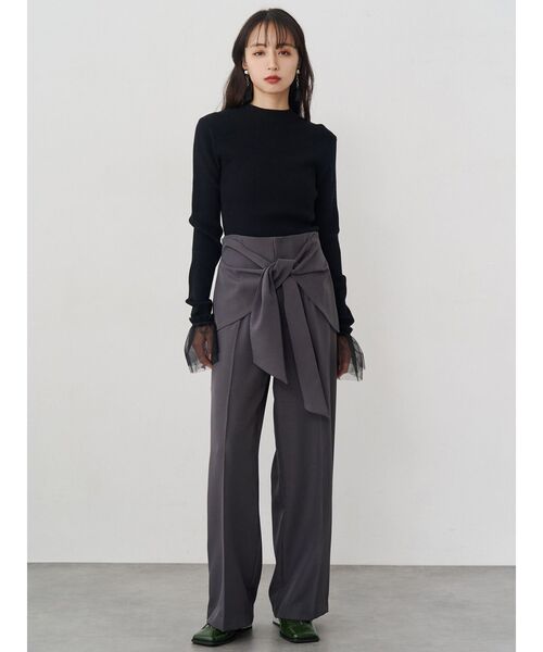 MURUA（ムルーア）の「チュールカフスリブニット（ニット/セーター・レディース・ホワイト/ミント/ブルー/ブラック・FREE）」の10枚目の写真