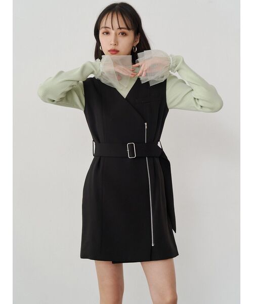 MURUA（ムルーア）の「チュールカフスリブニット（ニット/セーター・レディース・ホワイト/ミント/ブルー/ブラック・FREE）」の14枚目の写真