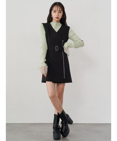 MURUA（ムルーア）の「チュールカフスリブニット（ニット/セーター・レディース・ホワイト/ミント/ブルー/ブラック・FREE）」の15枚目の写真