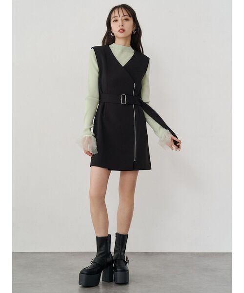 MURUA（ムルーア）の「チュールカフスリブニット（ニット/セーター・レディース・ホワイト/ミント/ブルー/ブラック・FREE）」の16枚目の写真