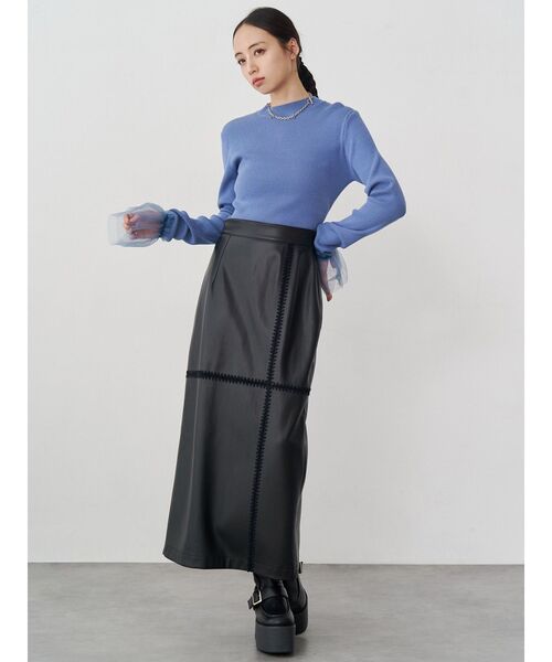 MURUA（ムルーア）の「チュールカフスリブニット（ニット/セーター・レディース・ホワイト/ミント/ブルー/ブラック・FREE）」の21枚目の写真