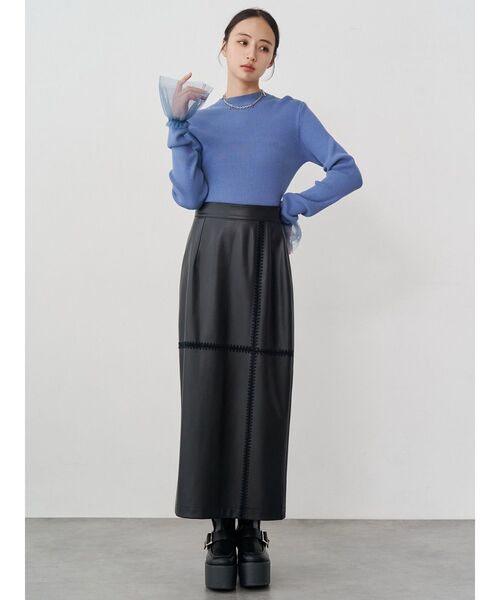 MURUA（ムルーア）の「チュールカフスリブニット（ニット/セーター・レディース・ホワイト/ミント/ブルー/ブラック・FREE）」の22枚目の写真