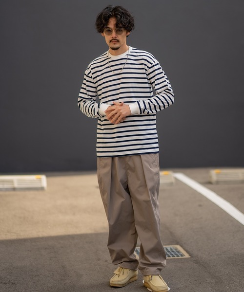 En serio TOKYO(エンソリオトーキョー)の「SIDE23-183 ボーダー長袖Tシャツ(Tシャツ/カットソー・メンズ・ホワイト×ネイビー・SMALL/LARGE)」の10枚目の写真