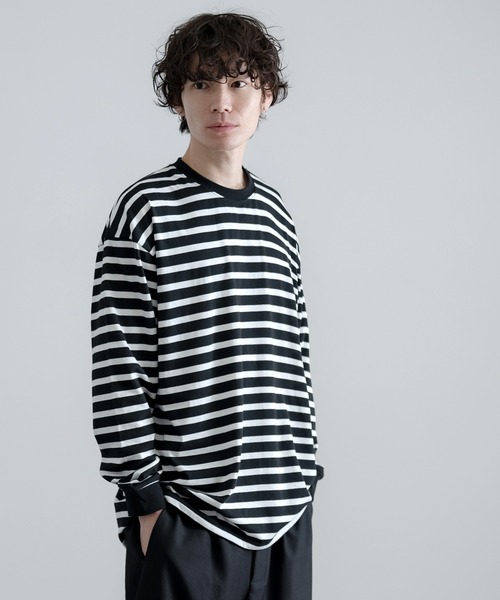 En serio TOKYO(エンソリオトーキョー)の「SIDE23-183 ボーダー長袖Tシャツ(Tシャツ/カットソー・メンズ・ホワイト×ネイビー・SMALL/LARGE)」の11枚目の写真