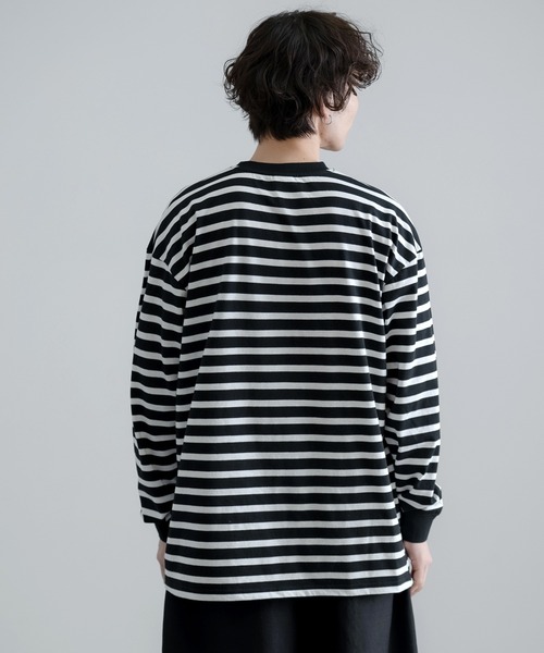 En serio TOKYO(エンソリオトーキョー)の「SIDE23-183 ボーダー長袖Tシャツ(Tシャツ/カットソー・メンズ・ホワイト×ネイビー・SMALL/LARGE)」の13枚目の写真