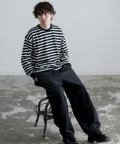 En serio TOKYO(エンソリオトーキョー)の「SIDE23-183 ボーダー長袖Tシャツ(Tシャツ/カットソー・メンズ・ホワイト×ネイビー・SMALL/LARGE)」の14枚目の写真