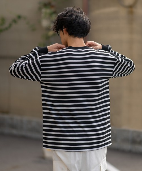 En serio TOKYO(エンソリオトーキョー)の「SIDE23-183 ボーダー長袖Tシャツ(Tシャツ/カットソー・メンズ・ホワイト×ネイビー・SMALL/LARGE)」の19枚目の写真
