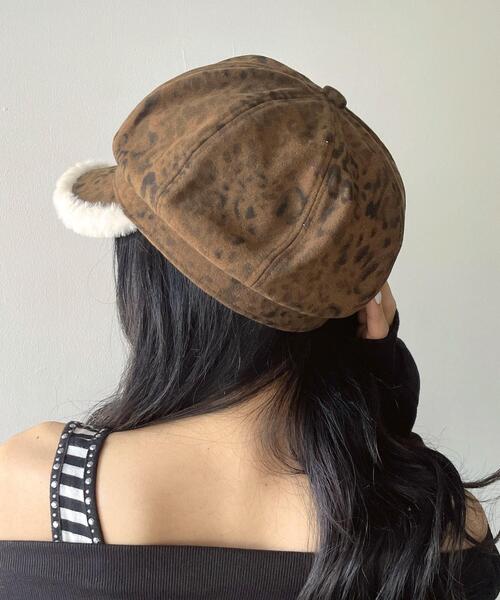 WEGO（ウィゴー）の「WEGO/ファー付きレオパードキャスケット（キャスケット・レディース・ブラック/ブラウン・FREE）」の3枚目の写真