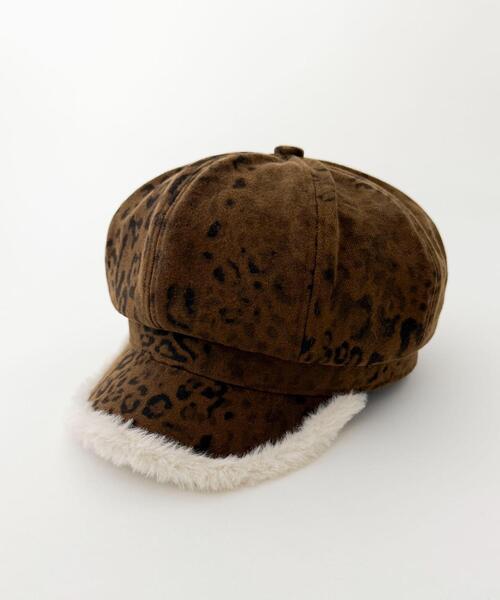 WEGO（ウィゴー）の「WEGO/ファー付きレオパードキャスケット（キャスケット・レディース・ブラック/ブラウン・FREE）」の4枚目の写真