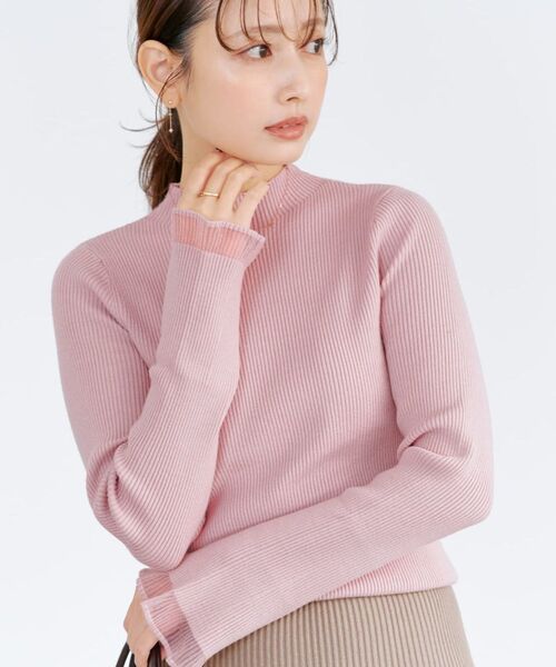 シアーフレアスリーブリブニット 【低身長・小柄女性】（ニット