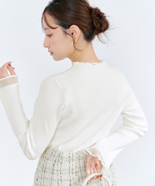 COHINA(コヒナ)の「シアーフレアスリーブリブニット 【低身長・小柄女性】(ニット/セーター・レディース・ホワイト/グリーン/ピンク/グレー・ONE SIZE)」の6枚目の写真