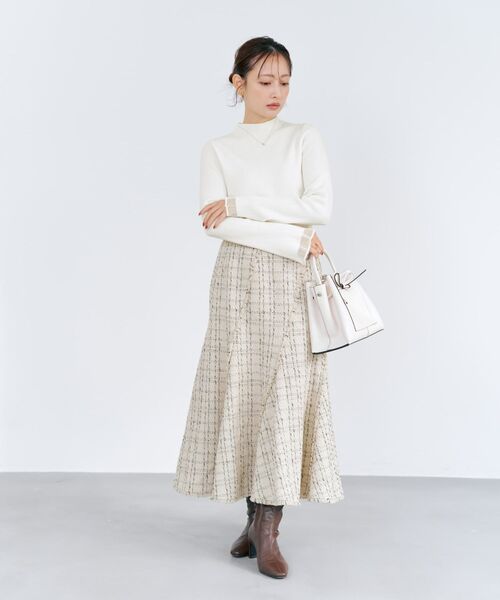 COHINA(コヒナ)の「シアーフレアスリーブリブニット 【低身長・小柄女性】(ニット/セーター・レディース・ホワイト/グリーン/ピンク/グレー・ONE SIZE)」の7枚目の写真