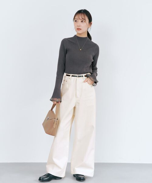 COHINA(コヒナ)の「シアーフレアスリーブリブニット 【低身長・小柄女性】(ニット/セーター・レディース・ホワイト/グリーン/ピンク/グレー・ONE SIZE)」の18枚目の写真