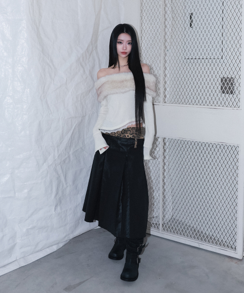 CHERRYQUIRI(チェリーキュリー)の「leopard long pleats wrap sk - black(スカート・レディース・その他・FREE)」の2枚目の写真