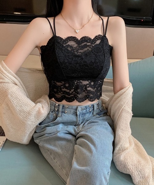 yuue' ( wear )(ユーイ)の「カップ付きレースキャミソール(キャミソール・レディース・ホワイト/ブラック・FREE)」の12枚目の写真