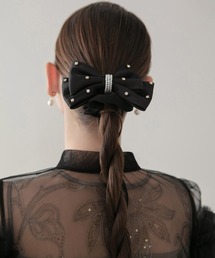 Leja（レジャ）の「【LEJA】パールビジューリボンシュシュ結婚式 パーティー 成人式 二次会 同窓会 お呼ばれ オケージョン 20代 30代（シュシュ）」