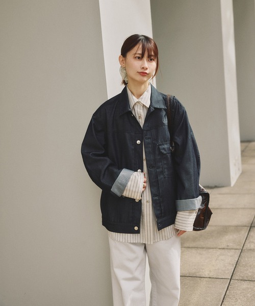 ADAM ET ROPE'(アダムエロペ)の「【NIKKE】デニム トラッカー ジャケット / ADAM ET ROPE' JEANS -PERS-(デニムジャケット・メンズ・ブラック系その他2/ブラック/ネイビー・S/L/M)」の9枚目の写真
