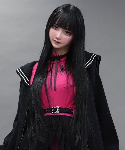 NIBBLE POISON（ニブルポイズン）の「サキュバスフレア袖プルオーバー（Tシャツ/カットソー・レディース・ブラック/ピンク・MEDIUM）」の2枚目の写真