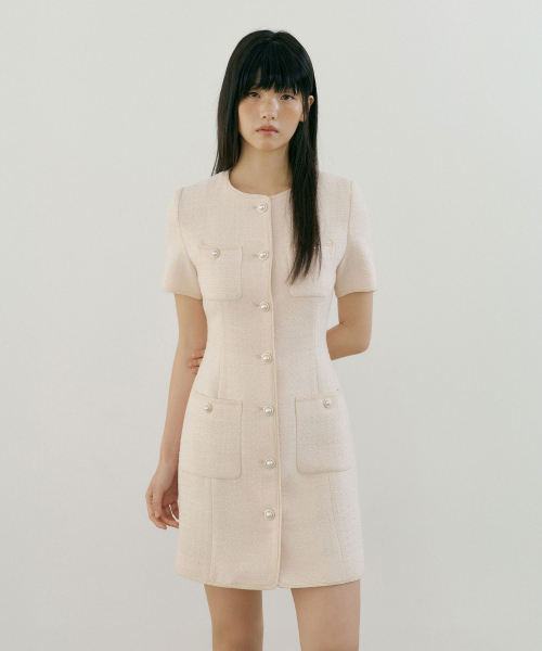LUCIR ZU(ルシールズ)の「Mary Tweed One-piece (cream)(ワンピース・レディース・その他・M)」の1枚目の写真