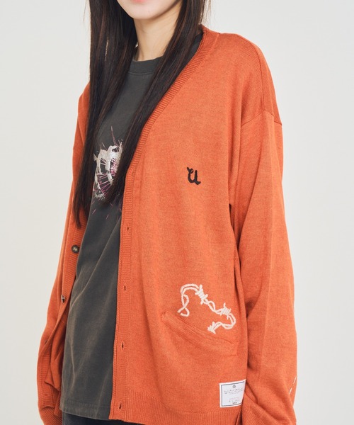 EFFECTEN（エフェクテン）の「【EFFECTEN】Stitch smooth cardigan（カーディガン/ボレロ・メンズ・ブラック/オレンジ系その他・MEDIUM/LARGE）」の6枚目の写真