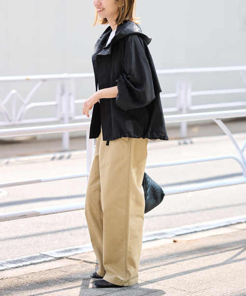 FRAMeWORK(フレームワーク)の「≪追加≫リネンPLタッサーフードショートブルゾン(マウンテンパーカー・レディース・ブラック/アイボリー/ブラウン/キャメル・36/38)」の20枚目の写真