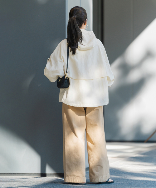 ≪追加≫リネンPLタッサーフードショートブルゾン（マウンテンパーカー