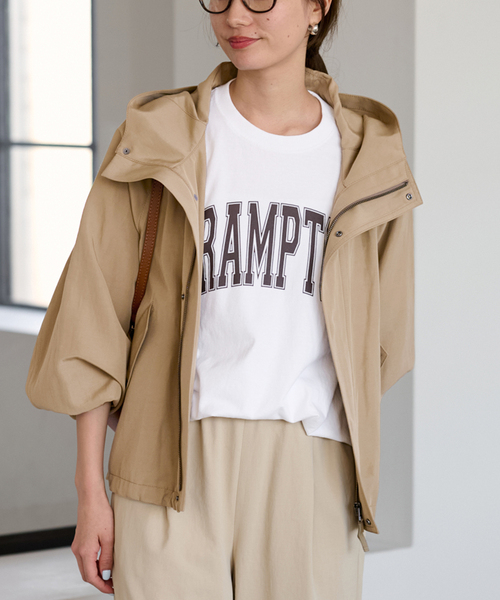 ≪追加≫リネンPLタッサーフードショートブルゾン（マウンテンパーカー