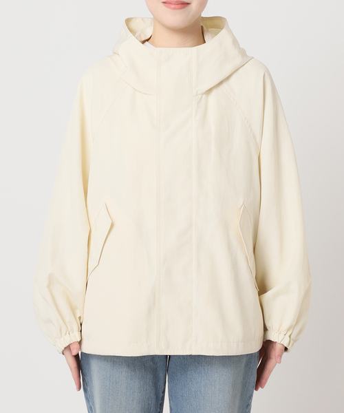 FRAMeWORK(フレームワーク)の「≪追加≫リネンPLタッサーフードショートブルゾン(マウンテンパーカー・レディース・ブラック/アイボリー/ブラウン/キャメル・36/38)」の11枚目の写真