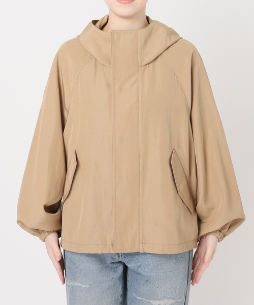 FRAMeWORK(フレームワーク)の「≪追加≫リネンPLタッサーフードショートブルゾン(マウンテンパーカー・レディース・ブラック/アイボリー/ブラウン/キャメル・36/38)」の15枚目の写真