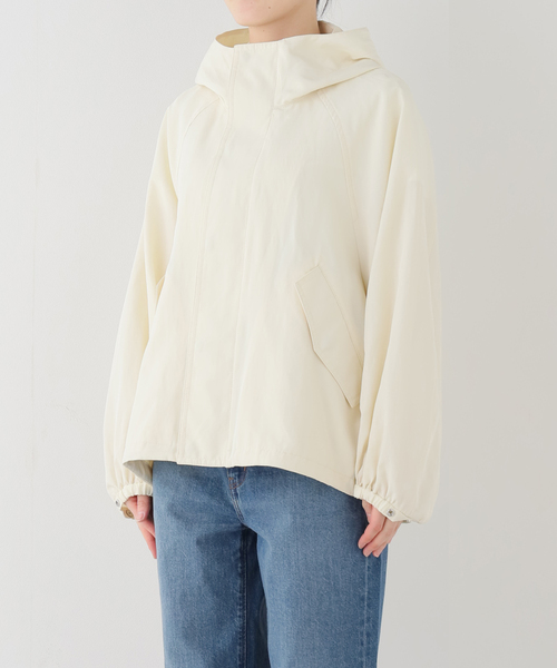 FRAMeWORK(フレームワーク)の「≪追加≫リネンPLタッサーフードショートブルゾン(マウンテンパーカー・レディース・ブラック/アイボリー/ブラウン/キャメル・36/38)」の18枚目の写真