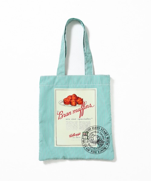 FRUIT OF THE LOOM(フルーツオブザルーム)の「VINTAGE Kellogg’s Package print stripe tote/ストライプ トートバッグ 朝食風景デザイン(トートバッグ・メンズ・サックスブルー/オレンジ/レッド/グリーン/ブルー・FREE)」の2枚目の写真