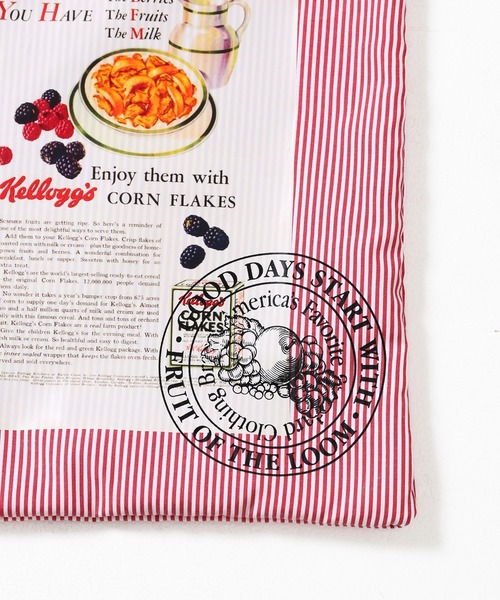 FRUIT OF THE LOOM(フルーツオブザルーム)の「VINTAGE Kellogg’s Package print stripe tote/ストライプ トートバッグ 朝食風景デザイン(トートバッグ・メンズ・サックスブルー/オレンジ/レッド/グリーン/ブルー・FREE)」の9枚目の写真
