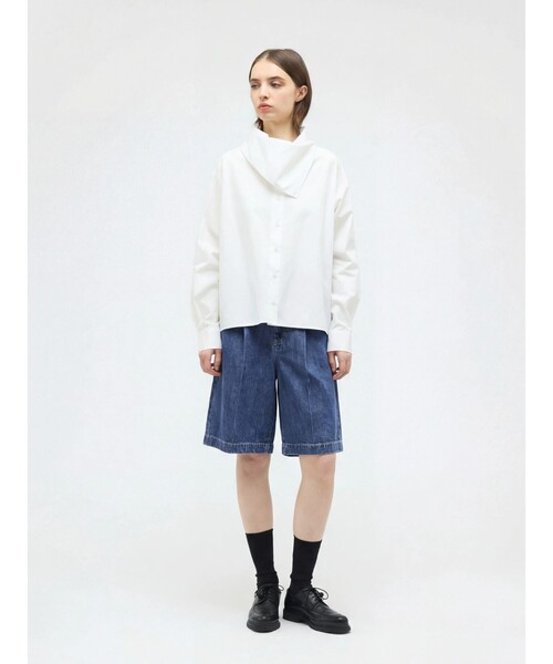 mizuiroind（ミズイロインド）の「mizuiro ind デニムハーフパンツ(BLEACH)（その他パンツ・レディース・ブルー系その他・FREE）」の4枚目の写真