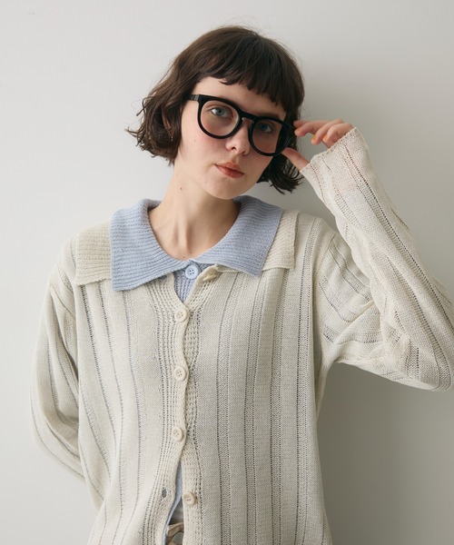 セール】wide rib sheer cardigan / ワイドリブシアーカーディガン