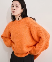 [yukiukiさん専用]ADAM ET ROPE 長袖ニットセーター/オレンジ セール】【WEB限定】タートルバックスリットニットプルオーバー