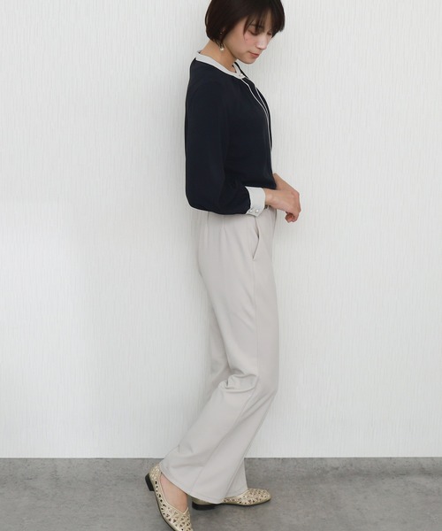 libelle more（リベル モア）の「【防汚加工／イージーケア／透けにくい】ラクケア スタンドカラー配色ブラウス（シャツ/ブラウス・レディース・オフホワイト/グレイッシュベージュ/ネイビー・M/L）」の18枚目の写真