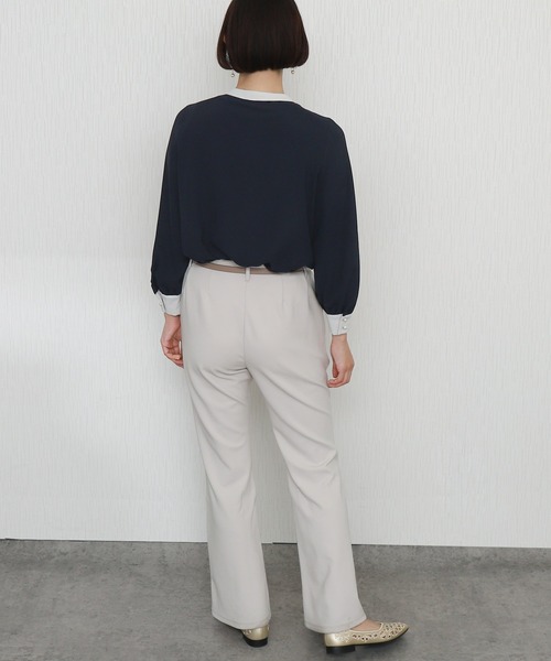 libelle more（リベル モア）の「【防汚加工／イージーケア／透けにくい】ラクケア スタンドカラー配色ブラウス（シャツ/ブラウス・レディース・オフホワイト/グレイッシュベージュ/ネイビー・M/L）」の21枚目の写真