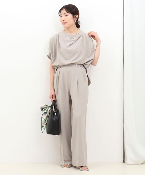 MICO COULIER（ミコクリエ）の「《UVカット・接触冷感》ハイストレッチパンツ（その他パンツ・レディース・グレイッシュベージュ/ネイビー・38/36）」の16枚目の写真