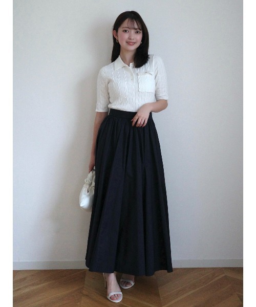 ケーブルポロニットドッキングワンピース（ワンピース）｜anuans（ア