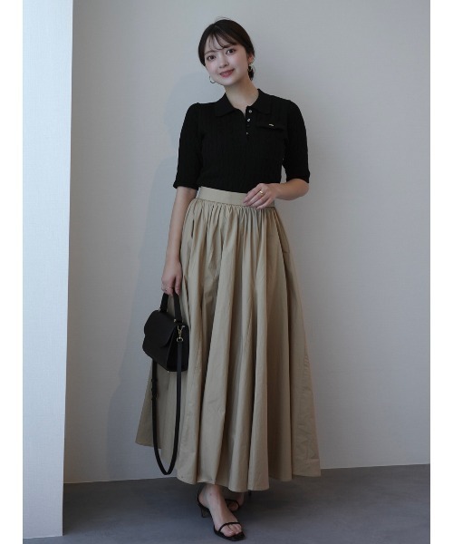 anuans（アニュアンス）の「ケーブルポロニットドッキングワンピース（ワンピース・レディース・ホワイト/ブラック×ホワイト/ベージュ/ネイビー/ブラック・MEDIUM/SMALL）」の2枚目の写真