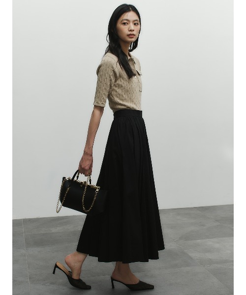 anuans（アニュアンス）の「ケーブルポロニットドッキングワンピース（ワンピース・レディース・ホワイト/ブラック×ホワイト/ベージュ/ネイビー/ブラック・MEDIUM/SMALL）」の6枚目の写真