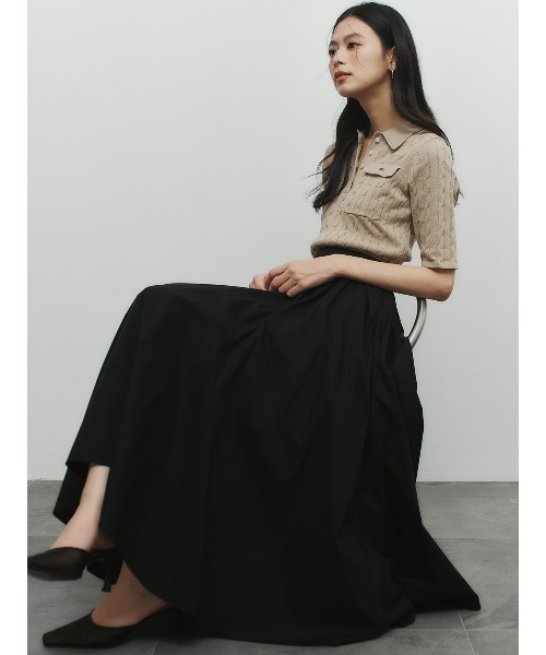 anuans（アニュアンス）の「ケーブルポロニットドッキングワンピース（ワンピース・レディース・ホワイト/ブラック×ホワイト/ベージュ/ネイビー/ブラック・MEDIUM/SMALL）」の11枚目の写真